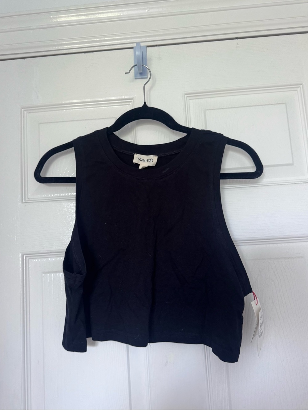 Open Edit Black Cropped Muscle Tank